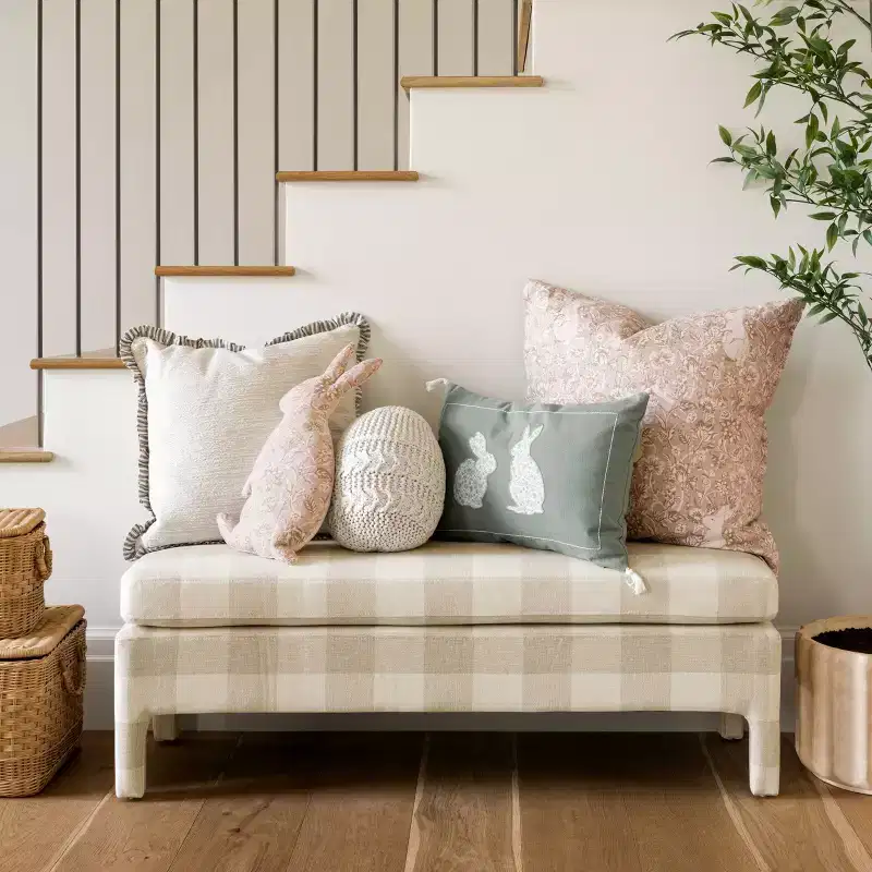 Bellfield Fully Upholstered Bench Checkered - Threshold™ designed with Studio McGee