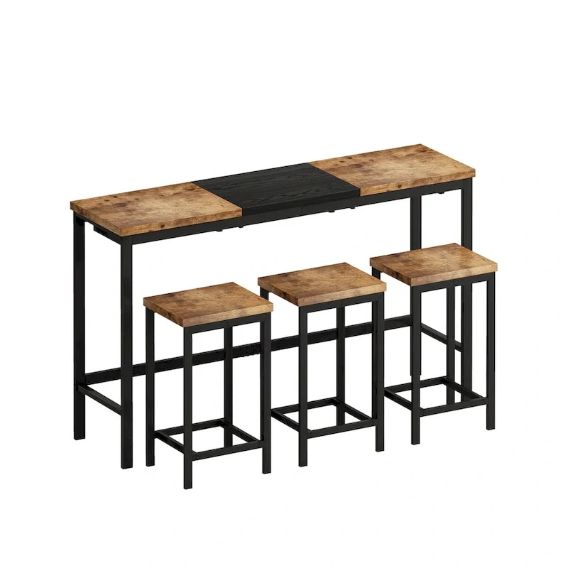 4-Piece Pub Set with Convenient Hanging Stool Design