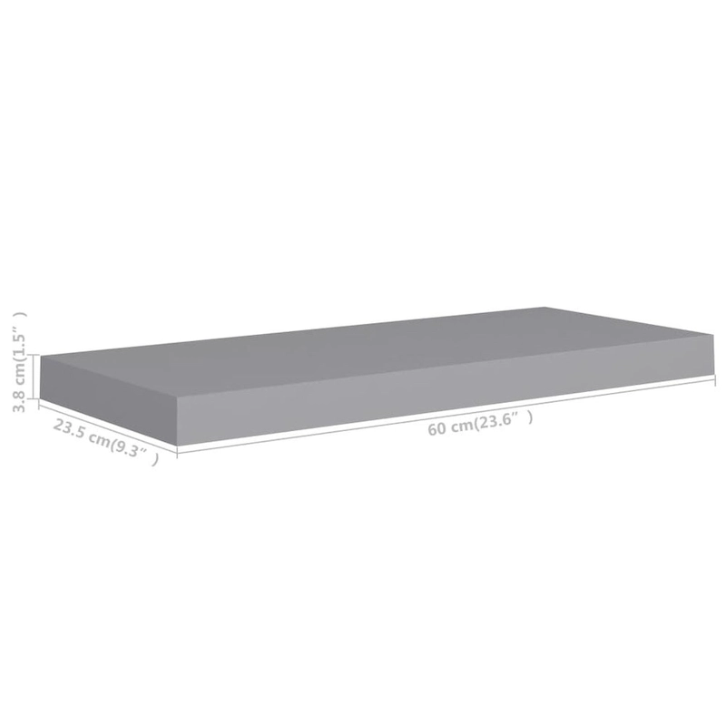 Floating Wall Shelves 2 pcs 23.6x9.3x1.5 MDF - 23.6 x 9.3 x 1.5 (L x W x H)