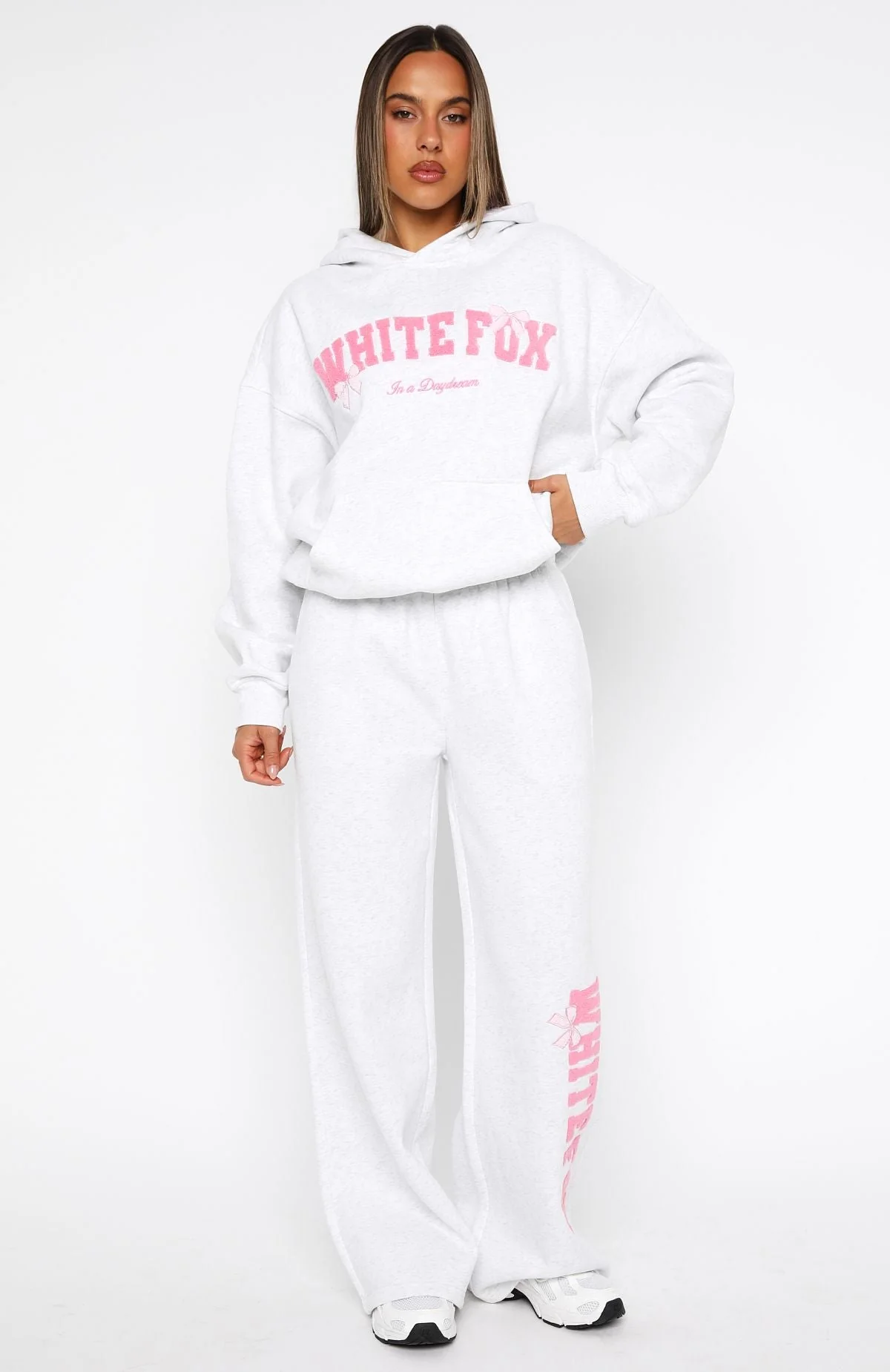 Daydreamers Madeline Wide Leg Sweatpants Grey Marle
