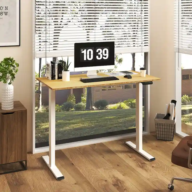 Bamboo Electric Height Adjustable Standing Desk - Single User