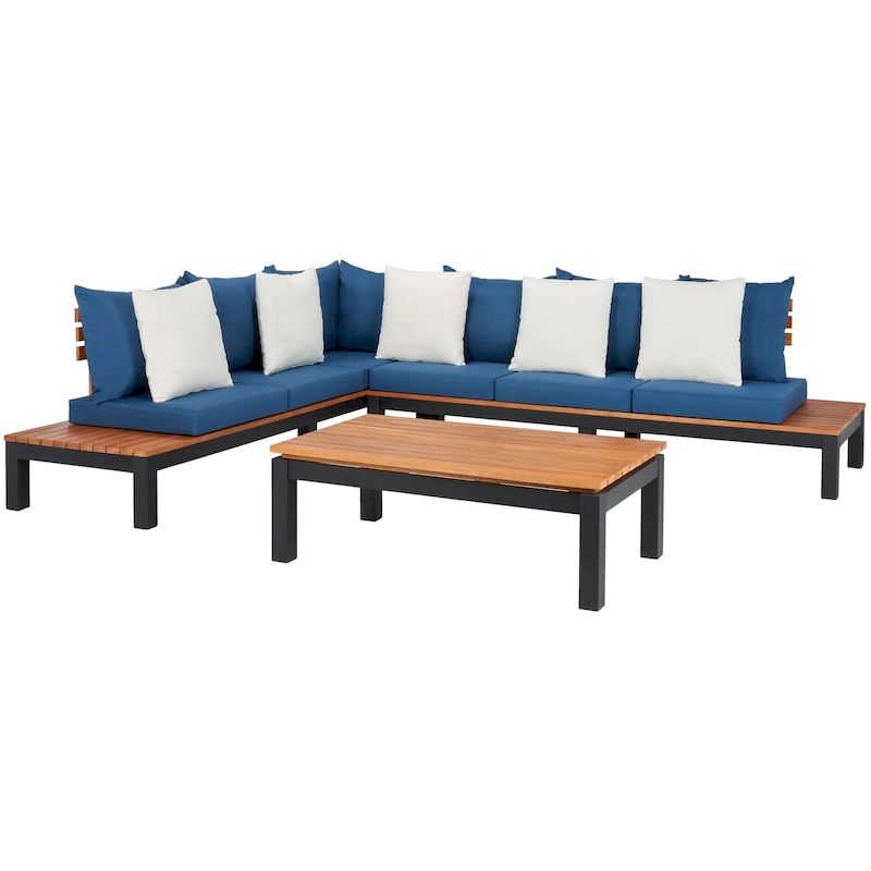 SAFAVIEH Outdoor Tuulevi 3-Piece Living Set - 83W x 28D x 25H