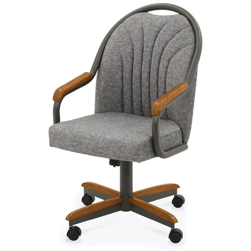 Chromcraft Douglas Caster Dining Chairs in Chestnut, Gray Finish (Set of 2)