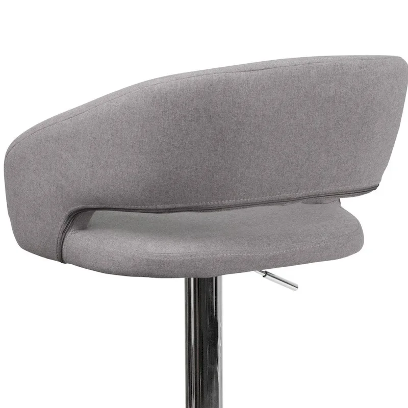 Modern Upholstered Adjustable-Height Barstool with Rounded Back