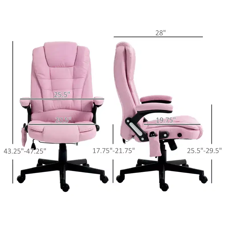 6 Point Vibrating Massage Office Chair with Heat, Linen High Back Massage Desk Chair with Reclining Backrest