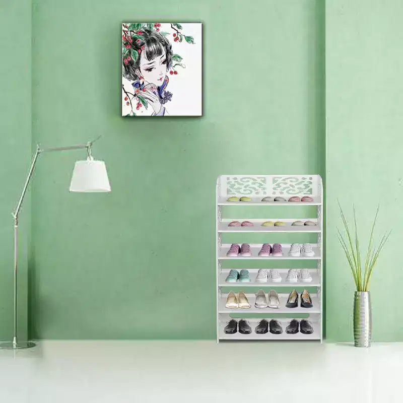 Karl Home 6-Tier White Wood 24.21in. W Shoe Rack