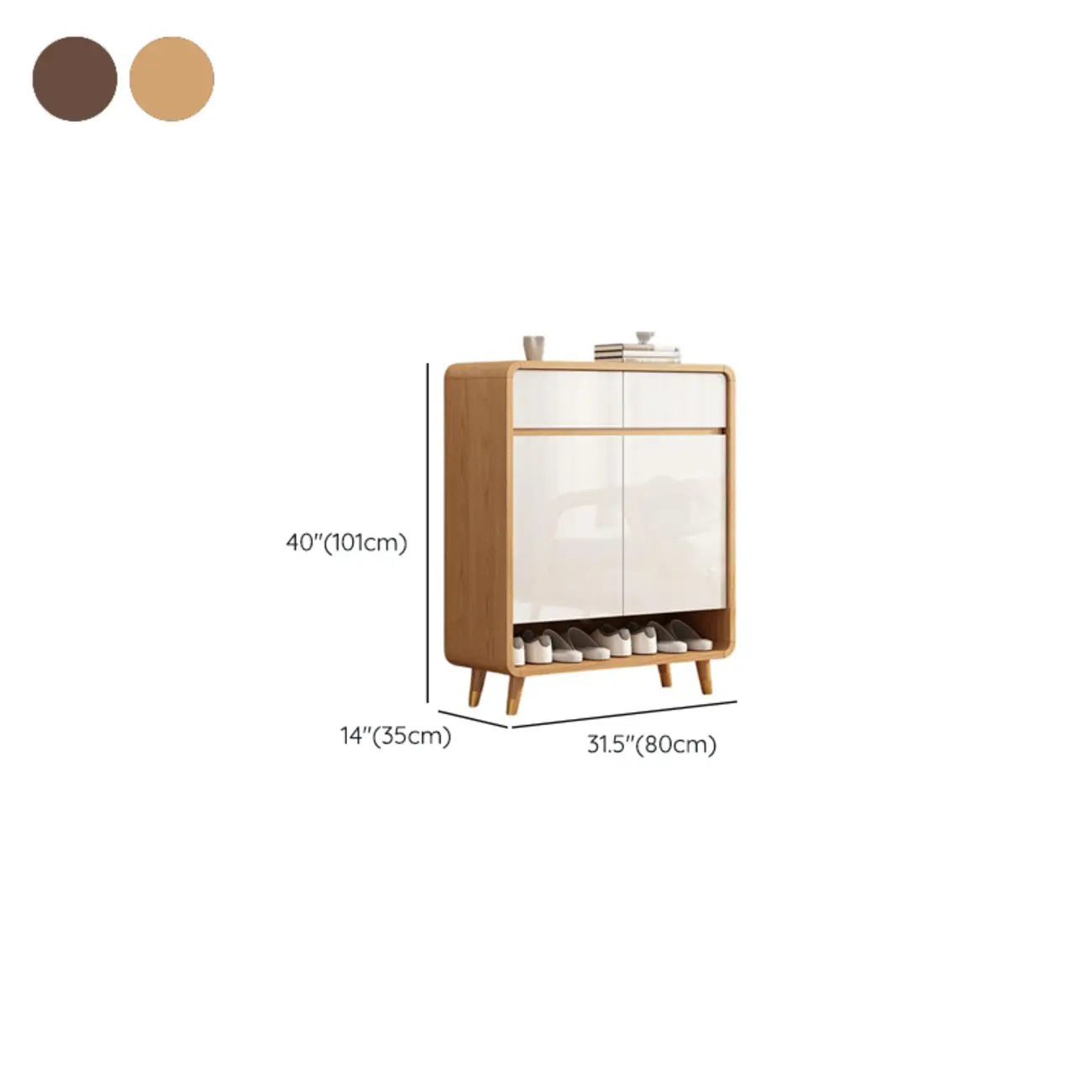 Modern Manufactured White Wood Shoe Cabinet