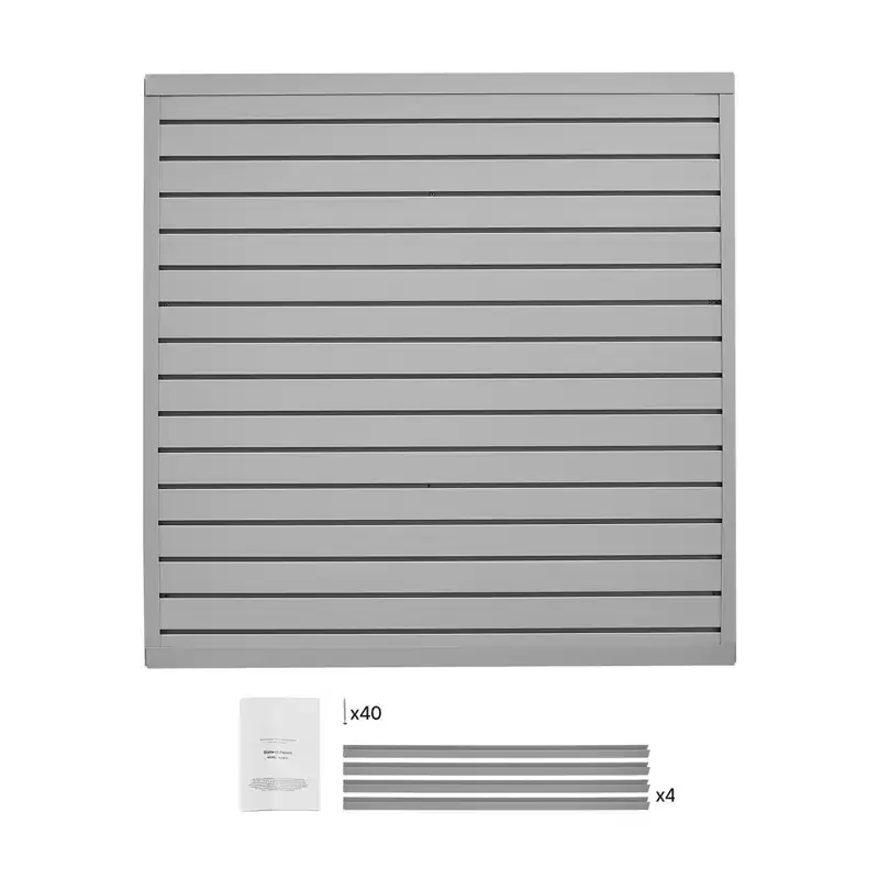 VEVOR Slat Wall Paneling, 4 x 4 ft, PVC Garage Slatwall with Modular Design, Grey Slat Wall Easy-to-Install Adjustable Slatwall Panel, Gray