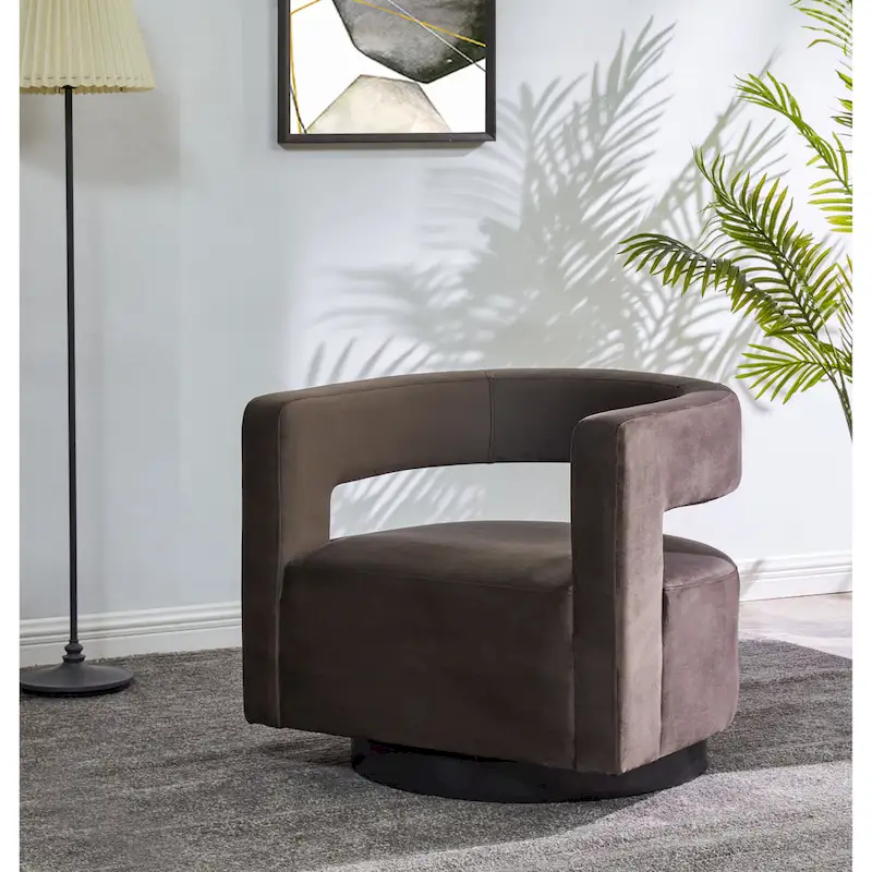Upholstered Swivel Chair with Cut-Out Back