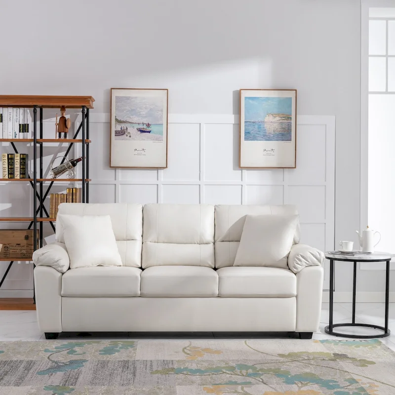 Upholstered Sofa for Living Room,Three-Seater Couch Faux Leather
