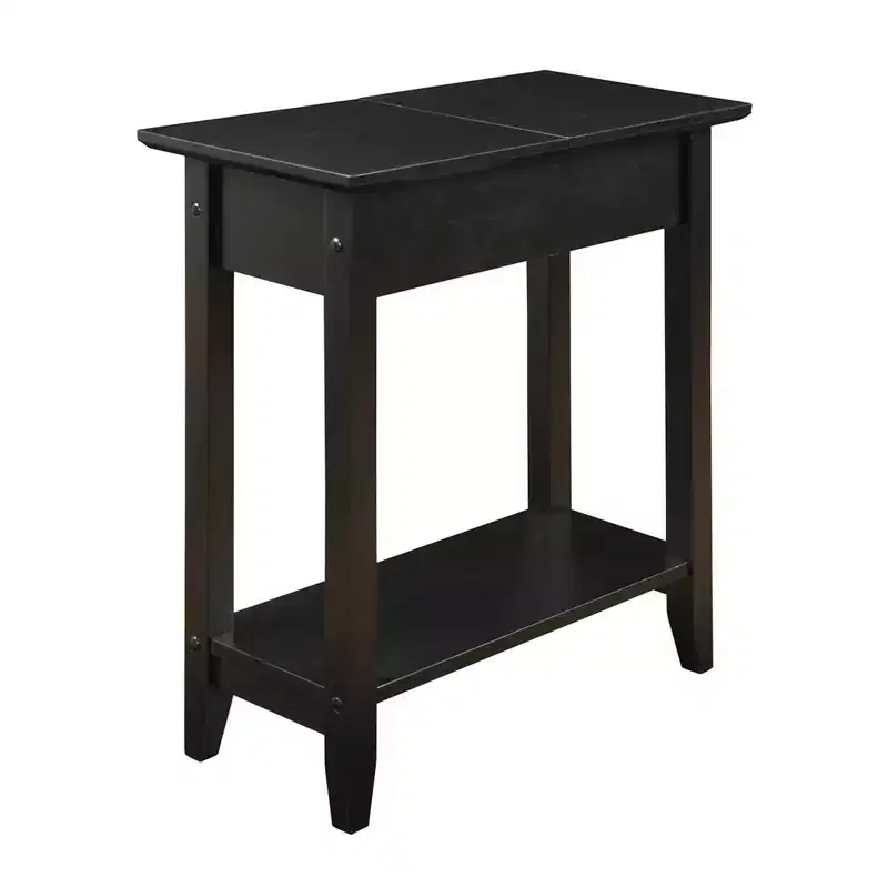 Breighton Home Harper End Table with Flip Top Storage and Lower Shelf Black