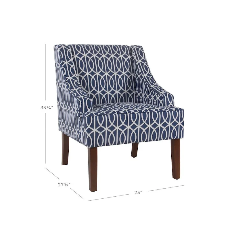 Blue Trellis Swoop Accent Chair