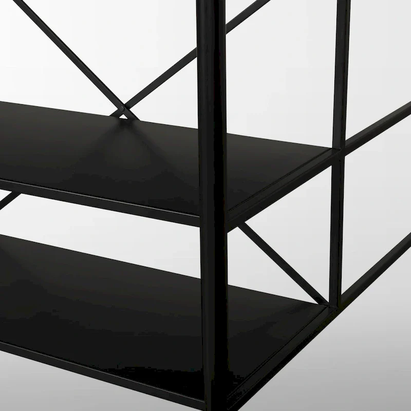 White Marble Kitchen Island with Black Metal Frame - 3 Drawers