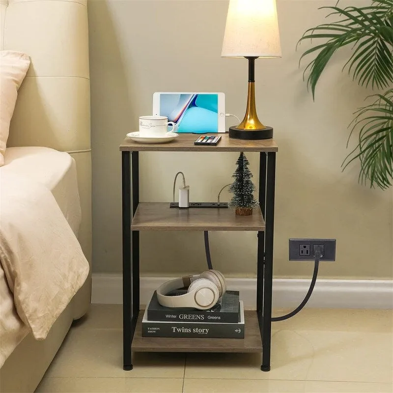Narrow Side Table with Charging Station - 15.35D x 11.8W x 22.8H