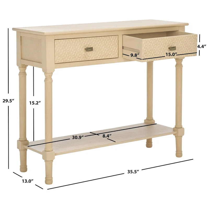 SAFAVIEH Salina 2-Drawer Console Table - 35.5  W x 13  L x 29.5  H - 36Wx13Dx30H