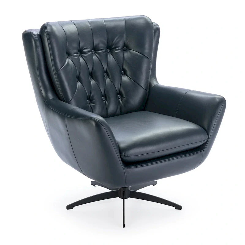 Cleveland Tufted Faux Leather Swivel Chair by Greyson Living