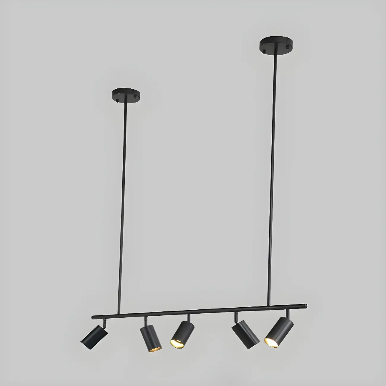 5-Light Modern Black/Gold Metal Cylinder Island Ceiling Light