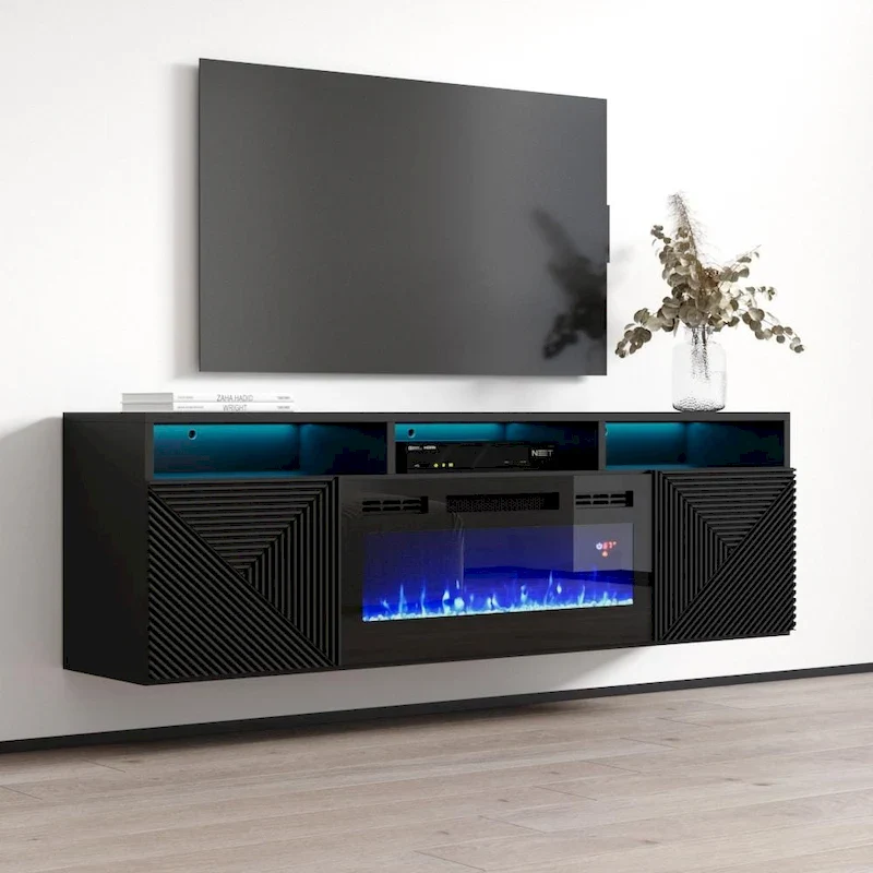 Giza EF Wall Mounted Electric Fireplace Modern 63 TV Stand