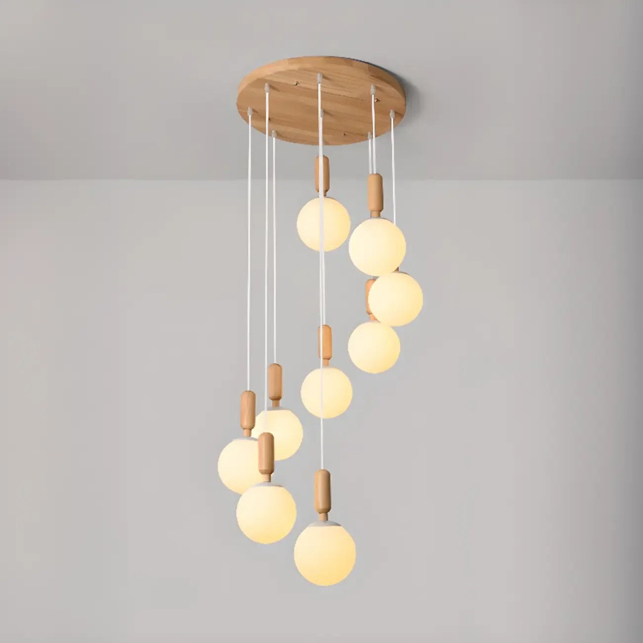 Milk Glass Cluster Pendant Light With Adjustable Length