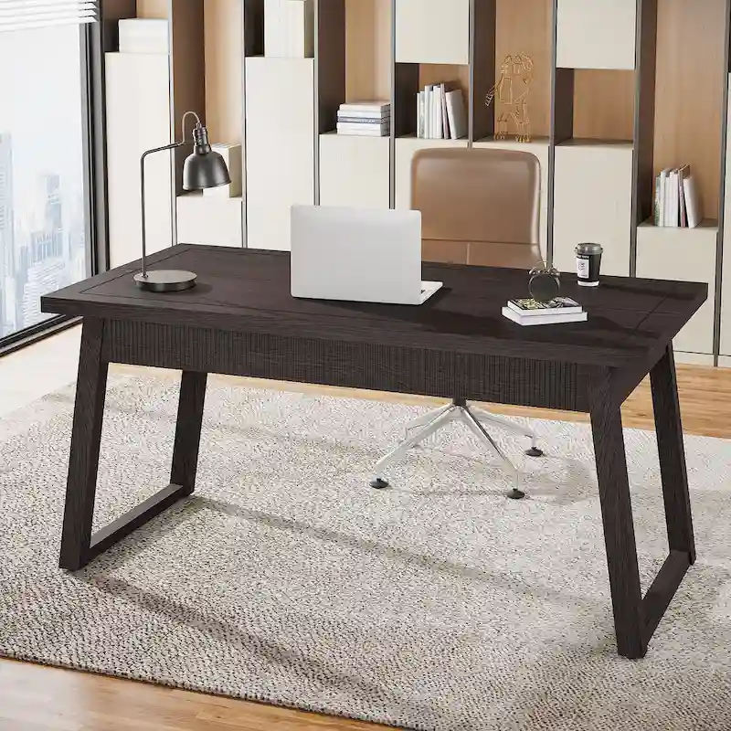 Executive Desk, Computer Desk with Drawer, Solid Wood