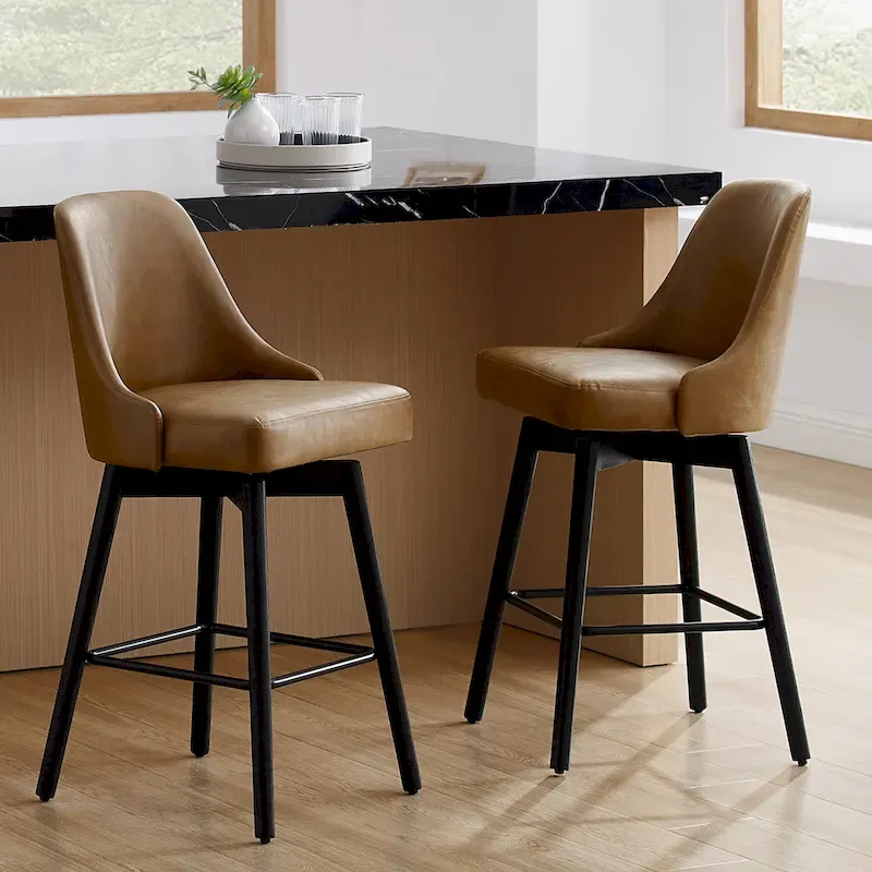 Art Leon Set of 2 Upholstered Counter Height Swivel Barstool