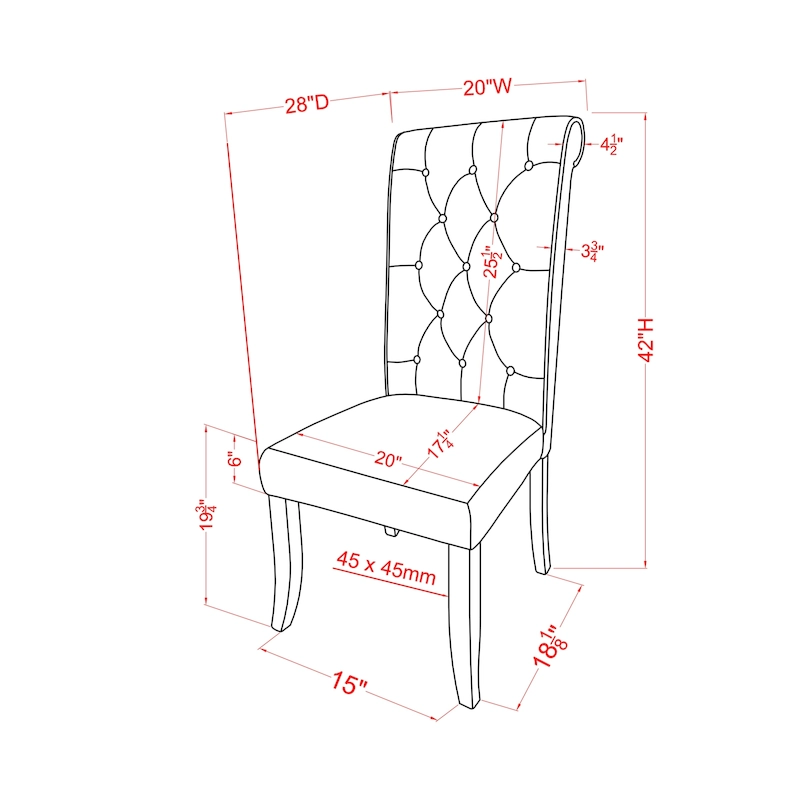 Sheila Rustic Farmhouse Tufted Fabric Dining Chairs (Set of 2) by Furniture of America