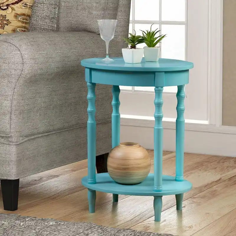 Oval End Table with Shelf