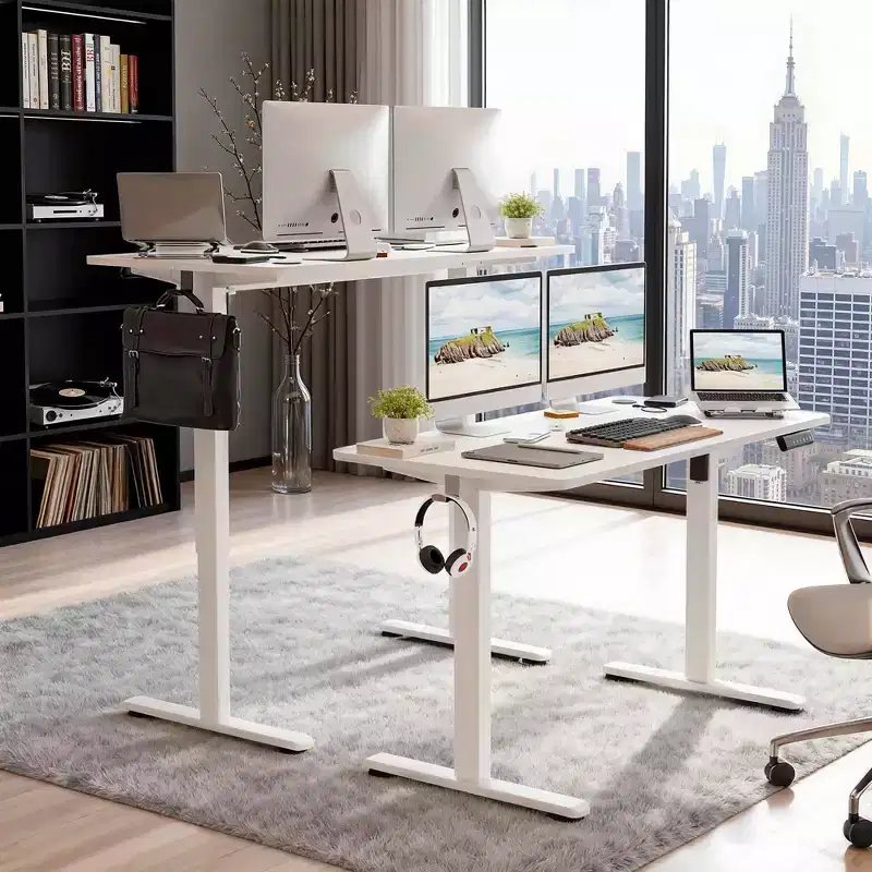 MAYEERTY 48x24 White Electric Standing Desk - Splice Board, Electric Height Adjustment