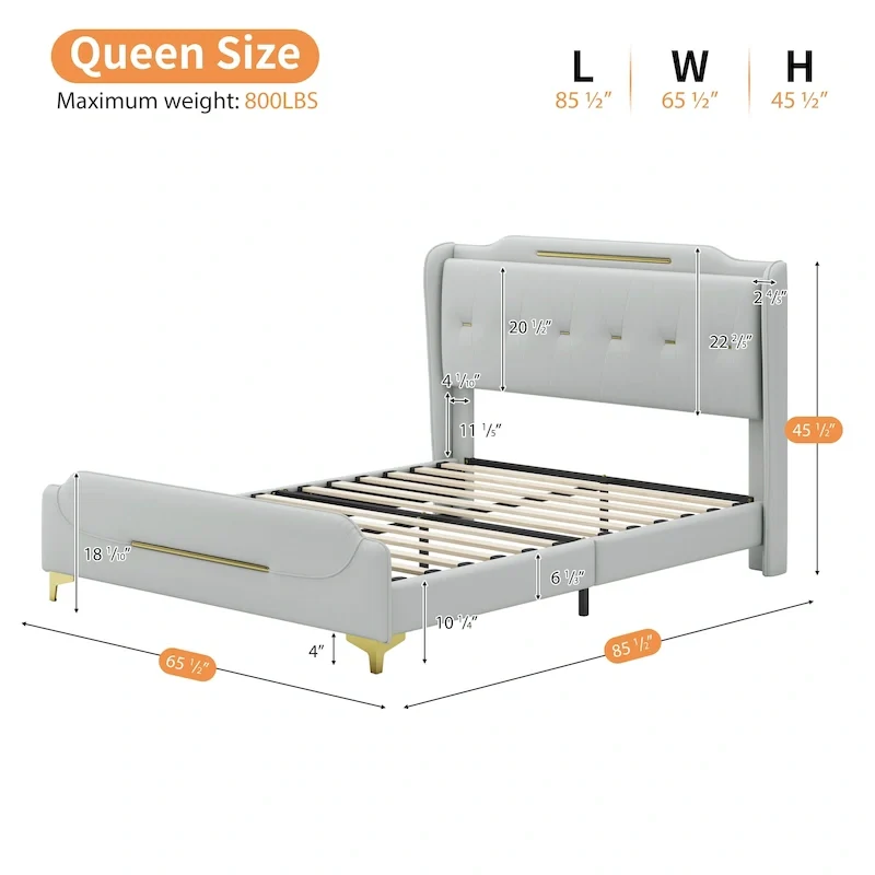 Modern Soft-Upholstered PU Leather Bed