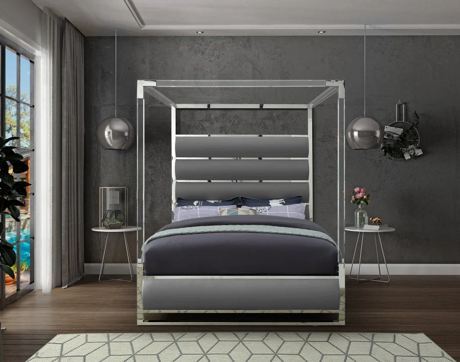 Contemporary Acrylic Canopy Bed in 3 Color Options