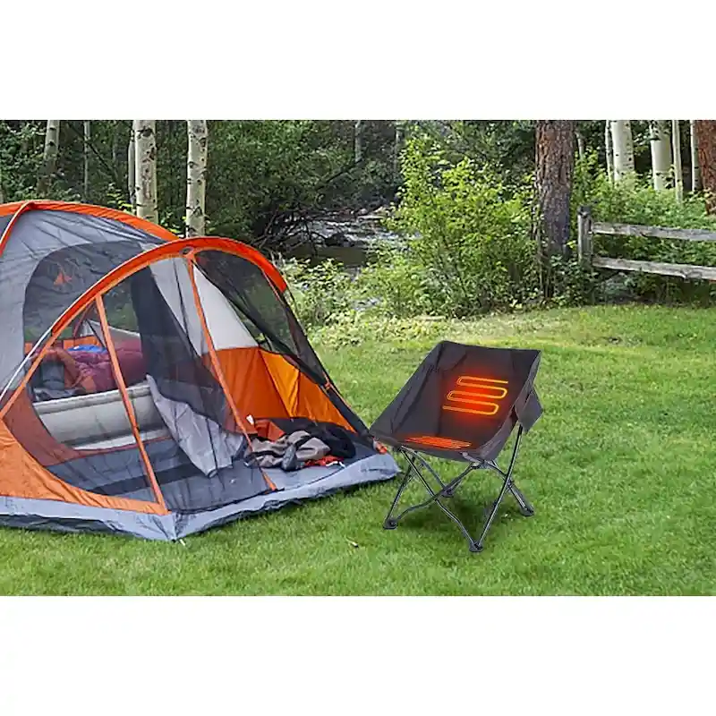 Heated Camping Chair, Camping Chair Heated Folding Chair, Portable w/Carry Bag and Shoulder Strap, Power Bank Included