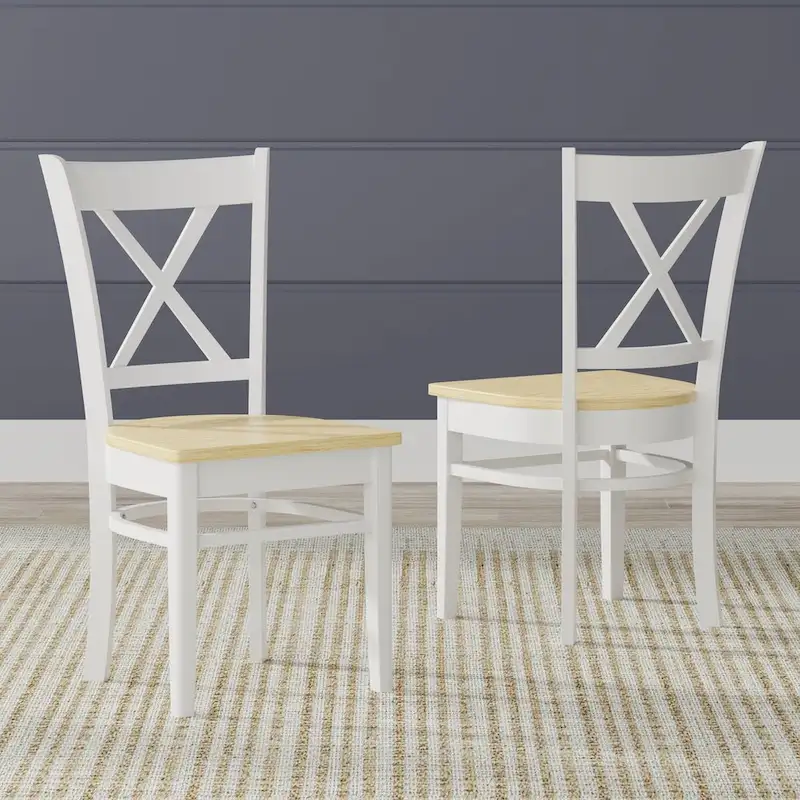 Round Drop-Leaf Dining Table with Cross Back Chairs - Natural Wood