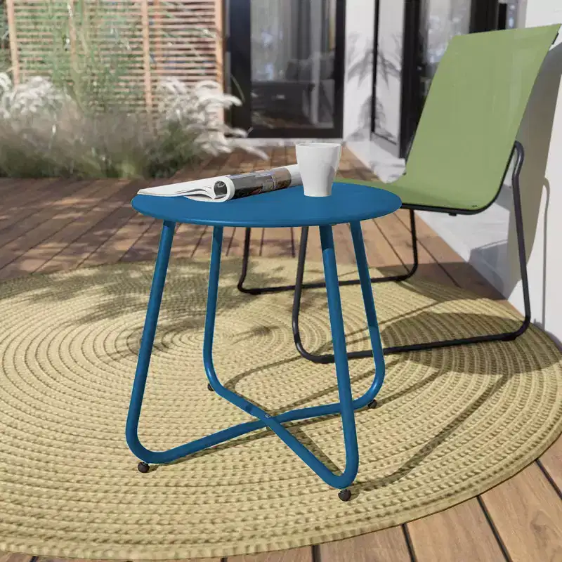 GRANDPATIO Designs Steel Patio Side Table, Weather Resistant Outdoor Round End Table
