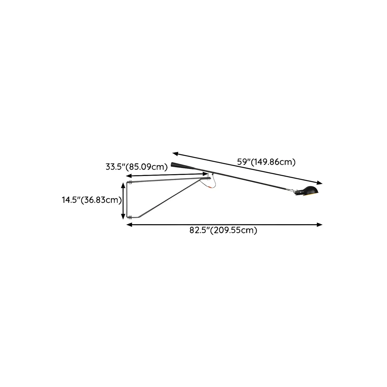 Modern Black Metal Long Arm Swing Wall Light