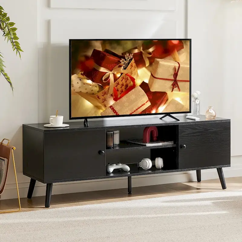 TV Stand for 55 60 inch Television, Entertainment Center with 2 Cabinet Me Console Table, Living Room, Bedroom Furniture