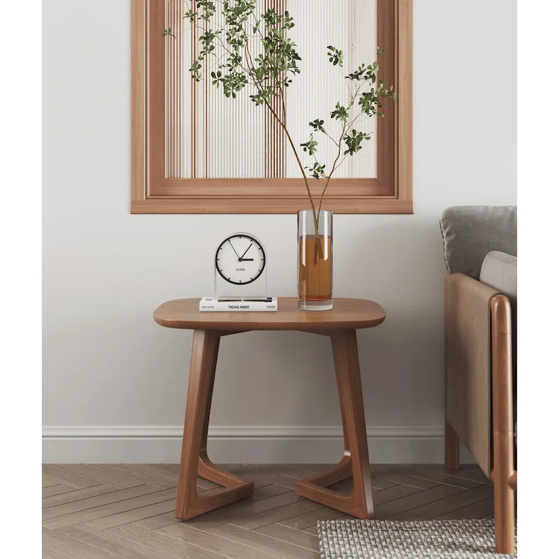 MacLuu Scandinavian Rectangular Solid Wood End Table