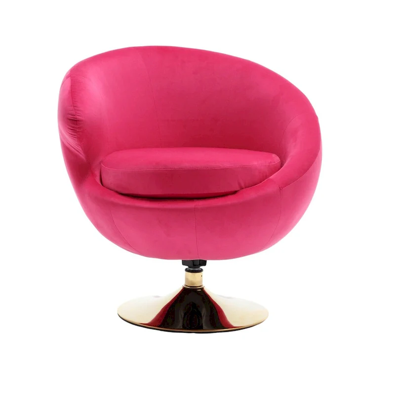 HOMEFUN Velvet 360 Degree Swivel Left Cuddle Barrel Accent Chairs