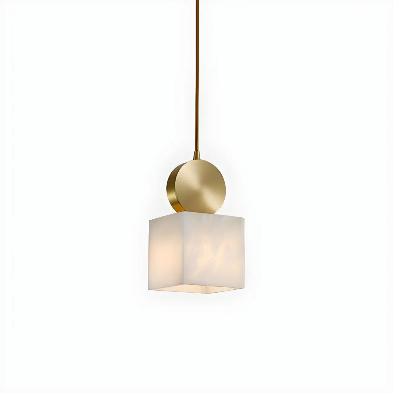Contemporary Cylinder Stone Brass Pendant Light