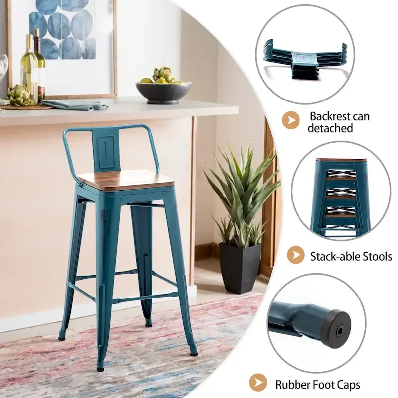 Bar Stools 24 Inches Metal bar stools with backs