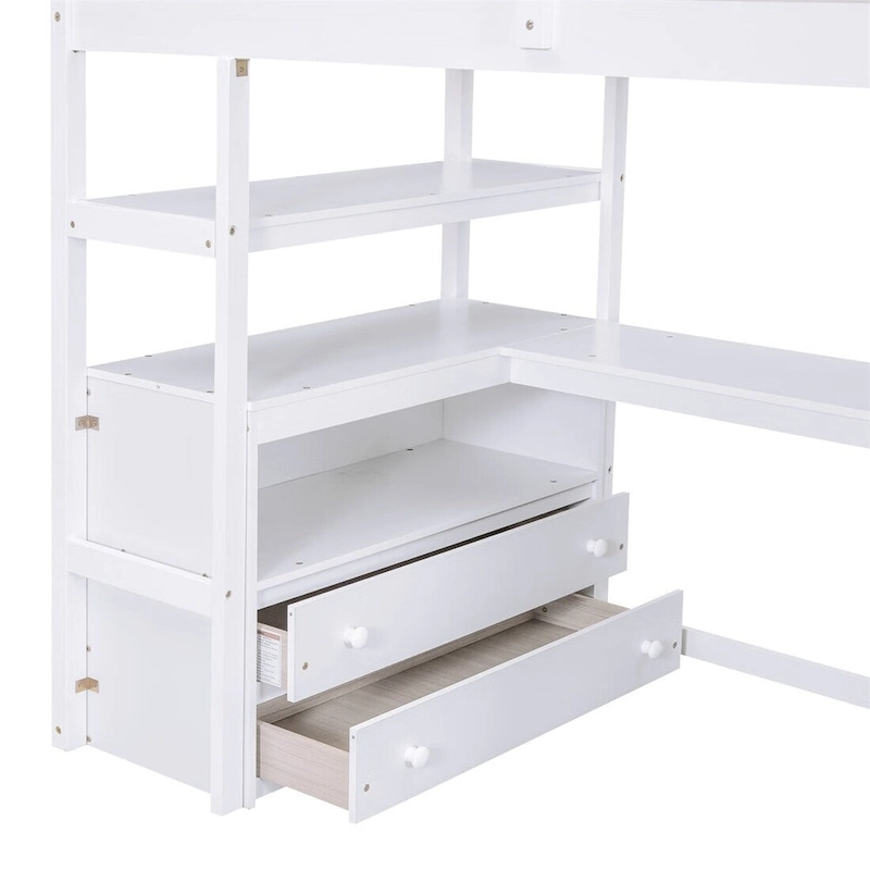 Merax Loft Bed with Desk and Shelves