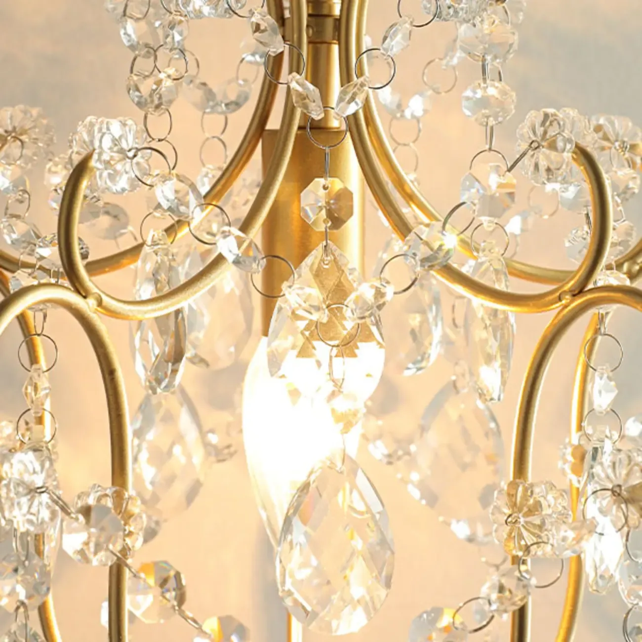 Elegant Gold Crystal Mini Kitchen Pendant Light Adjustable Chain