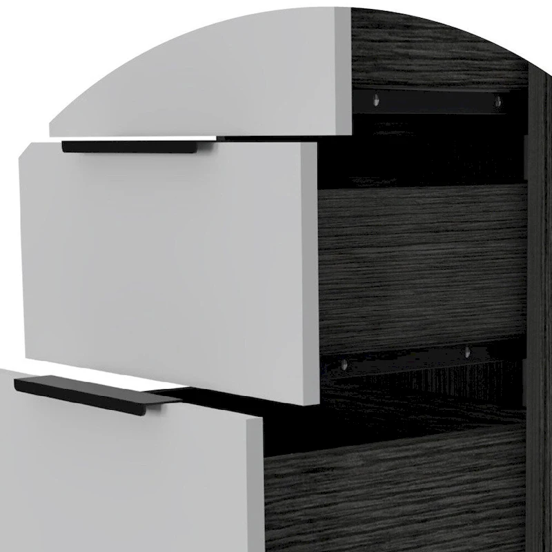 Wood Modern 5 Drawer Dresser Chest with Metal Glides and Handles