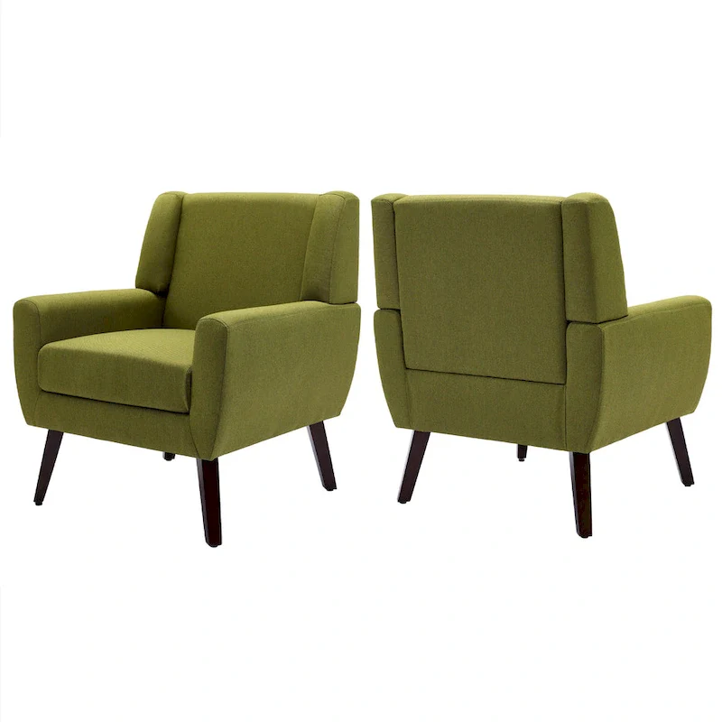 Wingback Accent Chair Set of 2 - Polyester Upholstered