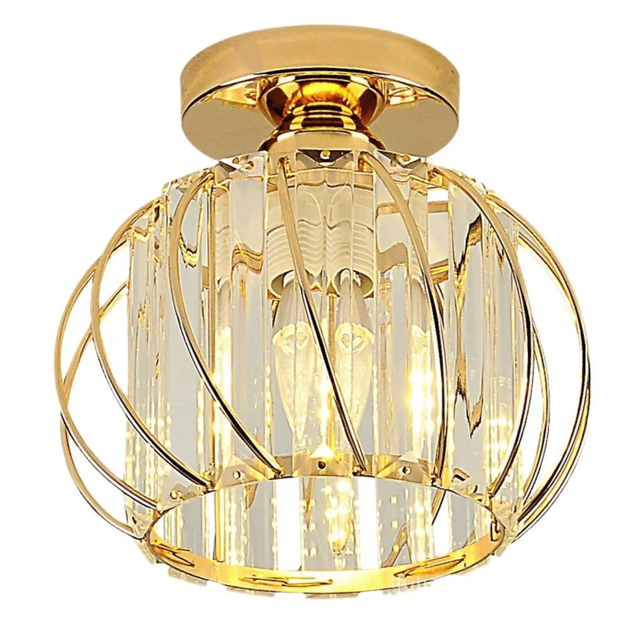 Elegant Crystal Semi Flush Ceiling Light for Living Room Use