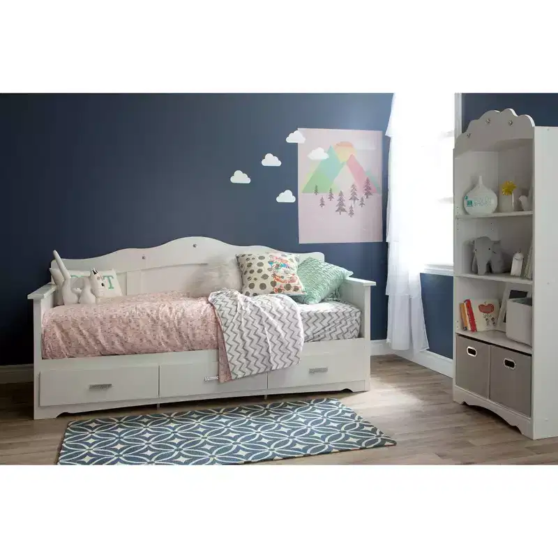 South Shore Twin Tiara Kids' Daybed with Storage Pure White