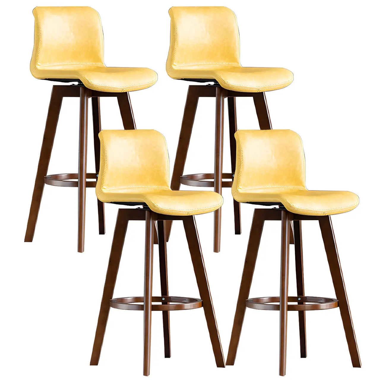 Mid-Century Distressed Leather Swivel Bar Stool with Back