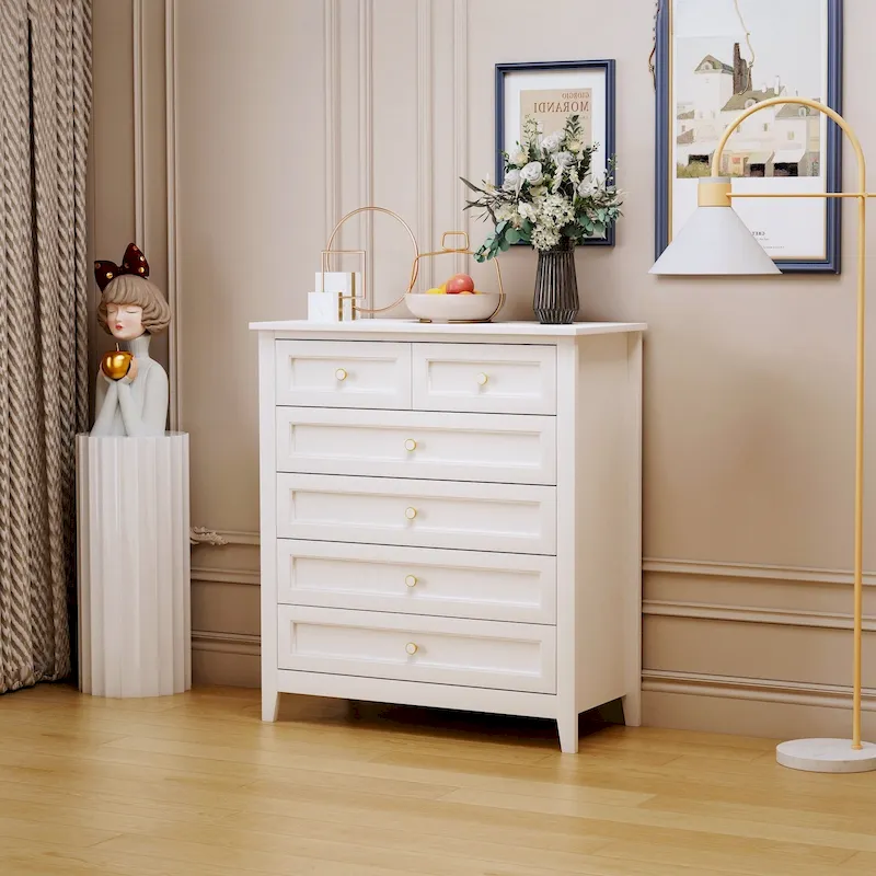 Solid Wood Spray-painted 6 Drawer Chest