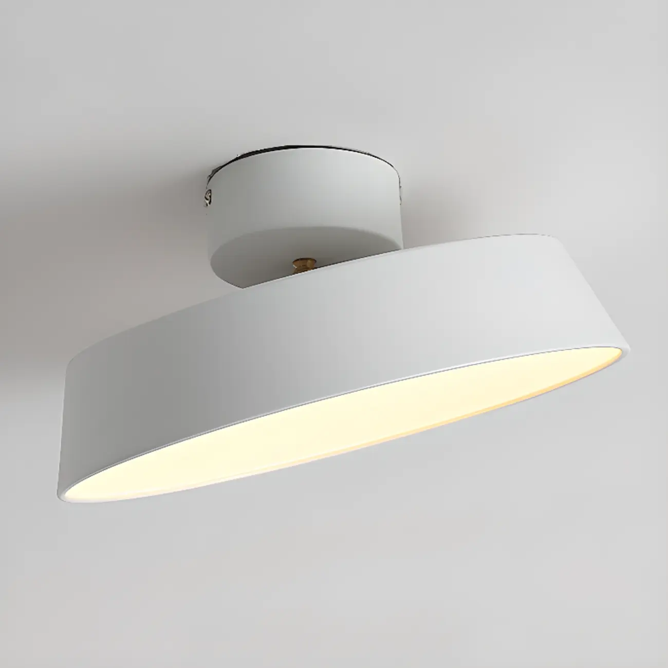 Modern Metal Drum Dimmable Semi Flush LED Ceiling Light