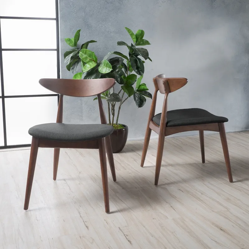 Mid-Century Style Fabric Dining Chair, Set of 2