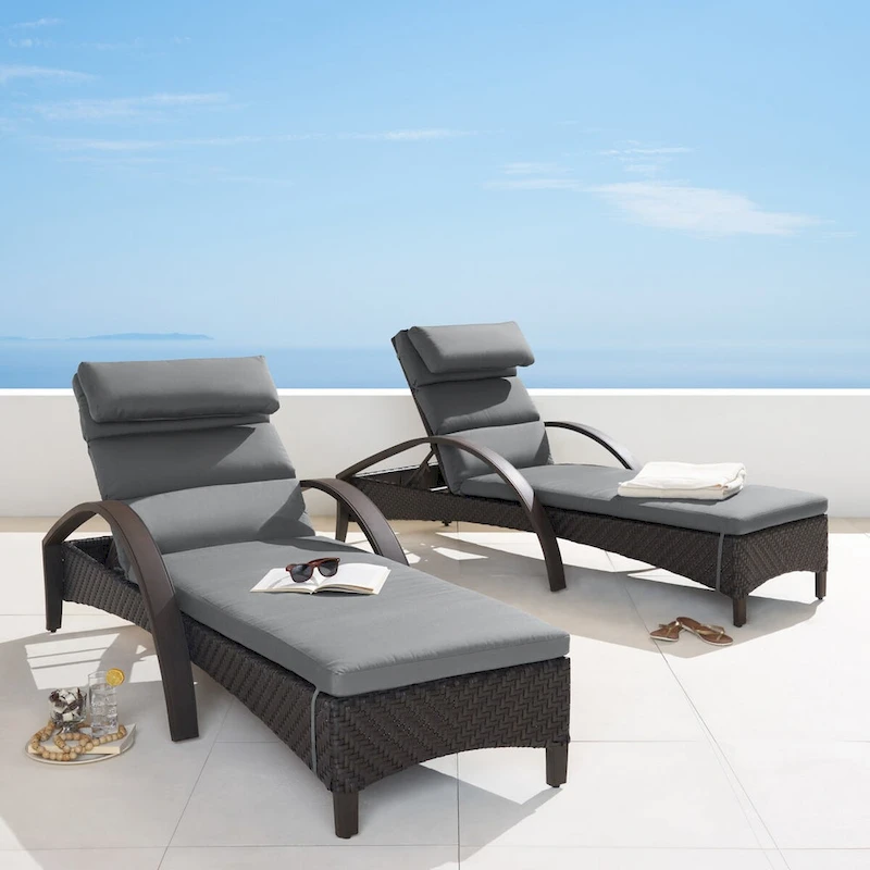 Barcelo 2 Piece Sunbrella Outdoor Patio Chaise Lounges Set